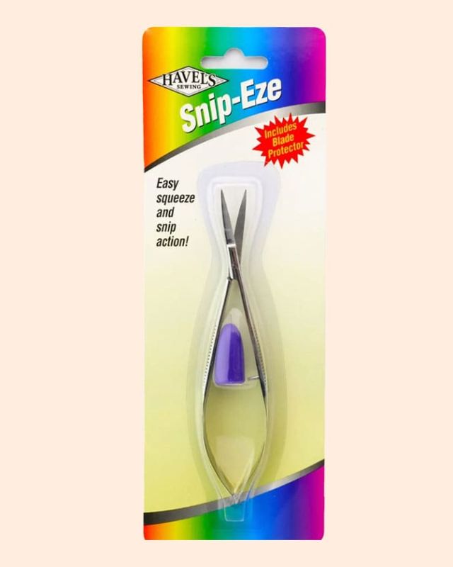 Havel’s Sewing Snip-Eze Thread Snips. Easy Squeeze and snip action! Includes blade protector.
